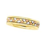 14K Tri-Color Gold Hand-Woven Wedding Band For Men and Women - Sizes 5 - 12.5