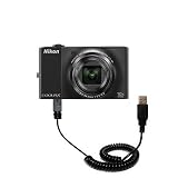 Coiled USB Cable for the Nikon Coolpix S8000 with Power Hot Sync and Charge capabilities - uses Gomadic TipExchange Technology