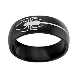 Black 316L Stainless Steel Ring with Spider Design