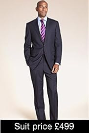 Sartorial Wool Rich 2 Button Self Stripe Jacket with Cashmere