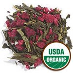 Green Tea, Raspberry Flavored w/Fruit, CERTIFIED ORGANIC, 1 lb. - Bulk
