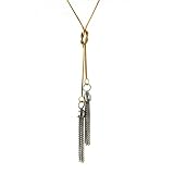 14K 2T Diamond Cut Snake Y Knot w/7+7 Tassel Necklace 18