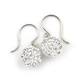 ホワイトゴールド スワロフスキークリスタル ボール ジプシーピアス フック式 眩い輝き！丸玉パヴェボール 約100粒 Sa264