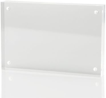 AULife 4X6 Inches Clear Acrylic Magnet Photo Frame; Desktop Frames, Thicker Than Standard for Double Sided Photo Showed