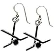 Silver Hockey Sticks and Puck Earrings