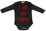 Spoilt Rotten - I See BIG People Long Sleeve Babygrow / Bodysuit 100% Organic Sizes 0M Upto 18M WHITE/BLACK + in funky Milk Carton