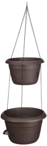 Plastia 1808530025 Blumenampel Siesta Duo mit Dochtbew&auml;sserung 25, 30 cm + Kette, Farbe schokolade