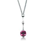 14K White Gold Pink Tourmaline and Diamond Pendant.