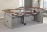 96X37 Double Reception Desk, Cherry Surface Beige Vinyl