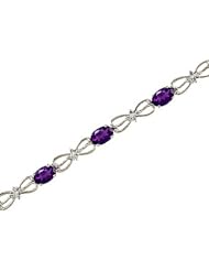 14kt Yellow Gold Oval Amethyst and Diamond Bracelet