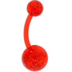 BIOPLAST Red GLITTER Belly Ring by 