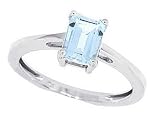 1.00ct Emerald Cut Aquamarine Ring in 10Kt White Gold