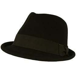 Unisex Winter Classic 100% Soft Wool Felt Stingy Brim Ribbon Cap Hat Black M/L