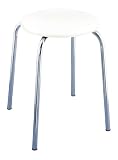 WENKO 16621100 Exclusiv Badhocker Livorno - Soft-Sitz, Chrom, 32 x 42.5 x 32 cm, wei&szlig;