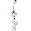 Playboy Crystal CUBIC ZIRCONIUM Jeweled Rabbit Head CHARM Belly Ring