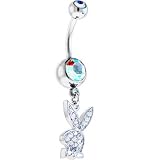 Playboy Crystal CUBIC ZIRCONIUM Jeweled Rabbit Head CHARM Belly Ring - B0002UPHZQ