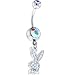 Playboy Crystal CUBIC ZIRCONIUM Jeweled Rabbit Head CHARM Belly Ring