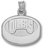 Edmonton Oilers Solid Sterling Silver ''OILERS'' Puck Pendant