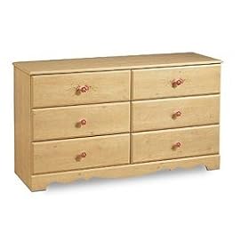 Country Style Romantic Pine Finish Double Dresser