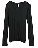 Bella Women's 4 oz. Long-Sleeve Sheer Rib Longer Length V-Neck T-Shirt