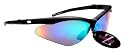 Rayzor Professional Lightweight Black UV400 Sports Wrap Cricket Sunglasses, With a Windshield Blue / Green Iridium Revo Anti-Glare Lens