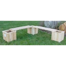 All Maine Bucket D098 Three 16 Cube Planters with 2 Benches by 