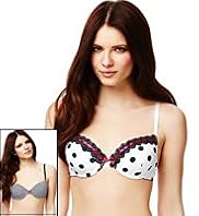 2 Pack Limited Collection Spotted & Striped Plunge A-DD Bras