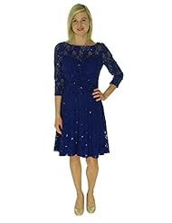 Apparel: Lauren Ralph Lauren Women Floral-Lace Sequin Sheath Dress Blue 10 - Lauren Ralph Lauren