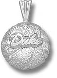 Duke Blue Devils Solid Sterling Silver ''DUKE'' Basketball Pendant