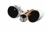 Geoffrey Beene Genuine Black Onyx Cufflink and Stud set with Gold or Silver Trim