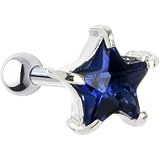 Sterling Silver 925 Sapphire Cubic Zirconia STAR Cartilage Earring