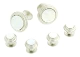 JJ Weston elegant brushed finish (not polished) silver plated and mother of pearl formal set. Made in the USA