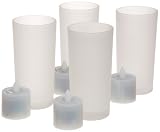 Smart Candle LED Rechargeable Glass Votive Holder 4 Pack Frosted White