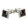 Black Millefiore Venetian Glass Square Silver Cufflinks