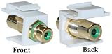 RCA Keystone Insert, Female / Female Coupler, White (Green RCA)