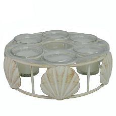 Seashell Patio Umbrella Citronella Candle Holder Centerpiece - Scallop Sea Shells by 
