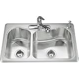 KOHLER K-3361-4-NA Staccato Large/Medium Self-Rimming Kitchen Sink