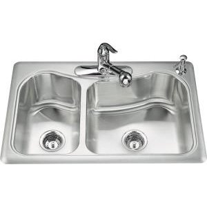 KOHLER K-3361-4-NA Staccato Dual Large/Medium Self-Rimming Kitchen Sink