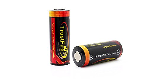 2 Pcs Trustfire 26650 3.7v 5000mah Lithium Li-ion Rechargeable Battery