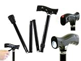 Folding Walking Stick With Battery-Free Dynamo Flashlight, Flasher And Alarm