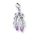 Sterling Silver Pink Enameled Ballet Slippers Charm with 20 inch Sterling Silver Chain
