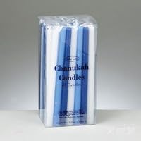 Deluxe Chanukah Candles - Assorted Blue, Light Blue & White. Chanuka Chanukkah Hanukka