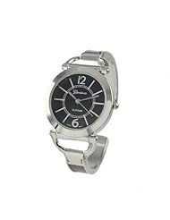 Geneva Platinum 12273212 Womens Round Face Cuff Watch-BLACK