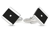 Sterling Silver Onyx and Diamond Cufflinks