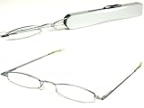 I-Mag Mini Ultra Slim Spring Hinge Reading Glasses with Easy Push Case (+1.50, Silver)