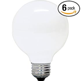 GE 12979-6 G25 Incandescent Soft White Globe Light Bulb, 40-Watt, 6-Pack by General Electric