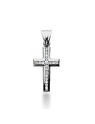 14K White Gold Round Diamond Channel Set Cross Pendant (0.39ct)
