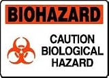 BIOHAZARD CAUTION BIOLOGICAL HAZARD (W/GRAPHIC) 10" x 14" Adhesive Dura-Vinyl Sign