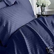 Stripes Navy 300 Thread Count Twin Extra Long size Sheet Set 100 % Egyptian Cotton 3pc Bed Sheet set (Deep Pocket)Twin XL