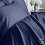 Stripes Navy 300 Thread Count Queen size Sheet Set 100 % Egyptian Cotton 4pc Bed Sheet set (Deep Pocket)
